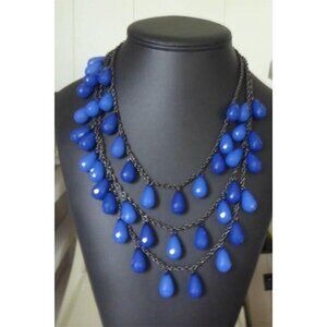 Joan Rivers Multi-Strand Black Chain Necklace With Faceted Blue Teardrop Beads 2